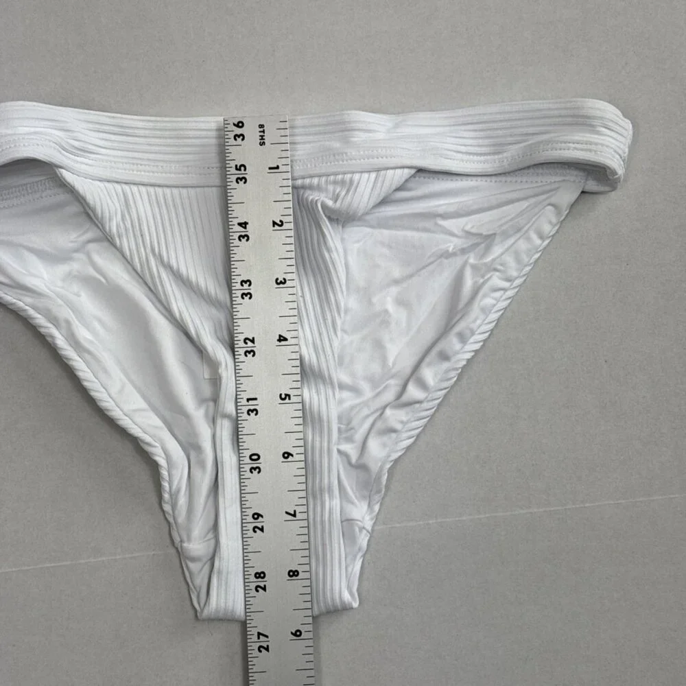 Andie Women's XS Banded Cheeky Rib Swim Bottom Bikini‎ White NWT